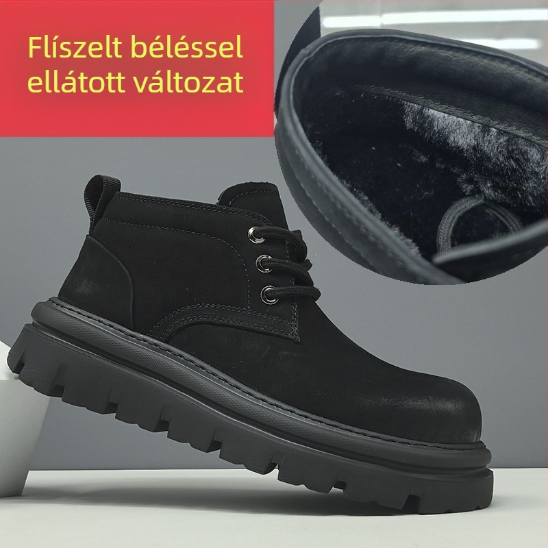 Martin munkacipő: első réteg bőrből, kerek orr, alacsony szár, 3–5 cm sarok