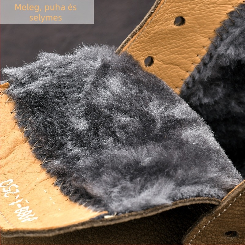 Férfi Martin bakancs bőrből, középmagas, fleece béléssel, magasságot növelő, gumírozott talp, kerek orrú