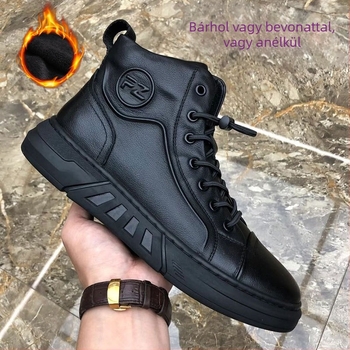 Férfi Martin csizmák, középmagas szár, felső rész marhabőrből, gumitalp, PU talpbetét, plüss bélés