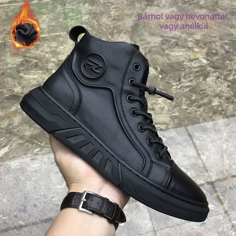 Férfi Martin csizmák, középmagas szár, felső rész marhabőrből, gumitalp, PU talpbetét, plüss bélés