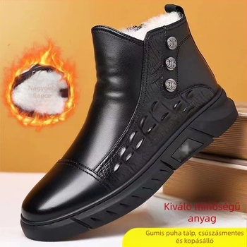 Férfi téli magas bakancs krokodil mintás PU felső rész, oldalsó cipzár, PVC injektált talp, textile bélés, középmagas