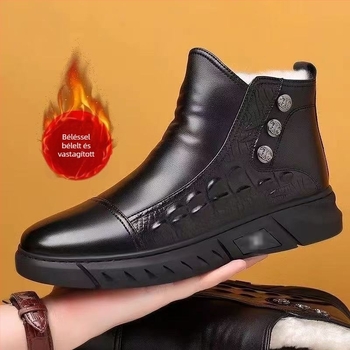Férfi téli magas bakancs krokodil mintás PU felső rész, oldalsó cipzár, PVC injektált talp, textile bélés, középmagas