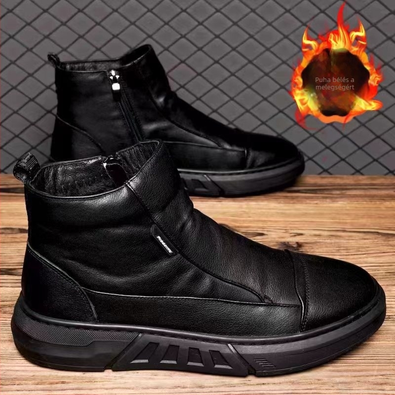 Martin csizmák férfiaknak, téli, magas szárú, PU felső rész, oldalsó cipzár
