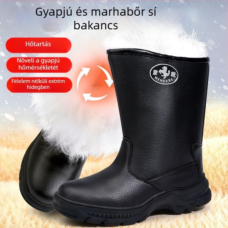 Férfi Martin téli csizma, magas szárú, vízálló gumitalp, meleg gyapjú bélés