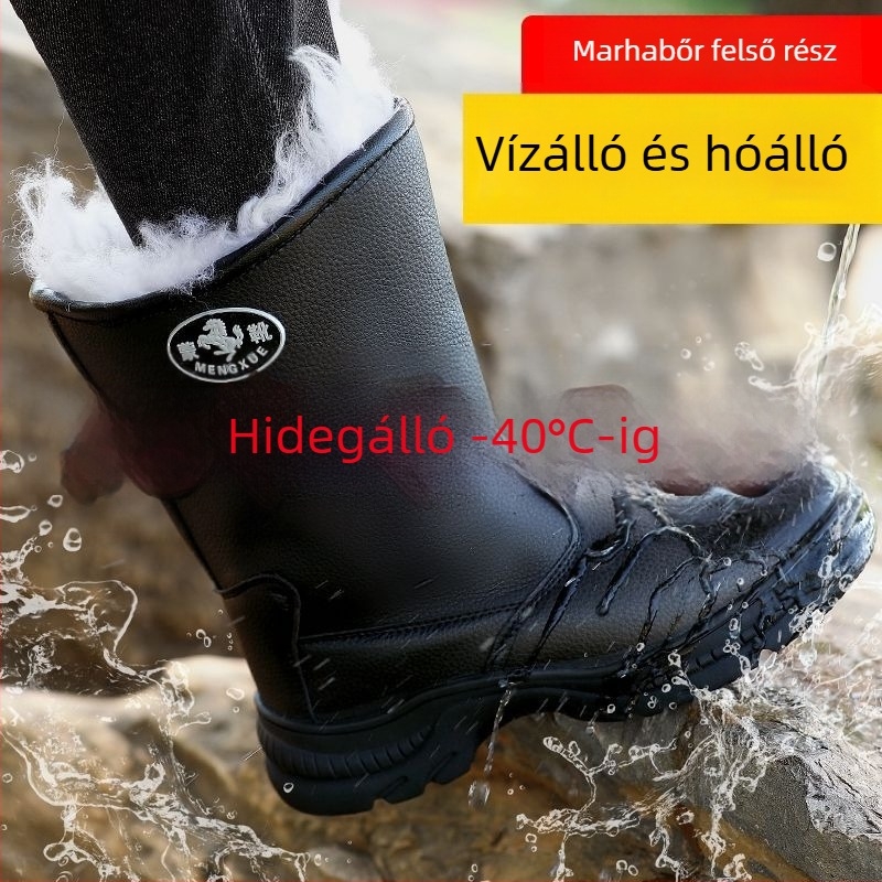 Férfi Martin téli csizma, magas szárú, vízálló gumitalp, meleg gyapjú bélés