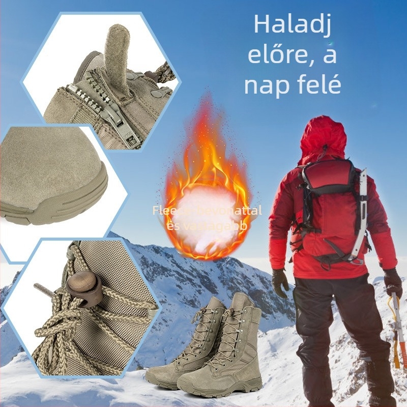 Magas felső részű harci bakancs nubuk bőrből, gumírozott talp, fűzővel záródó, magas szár