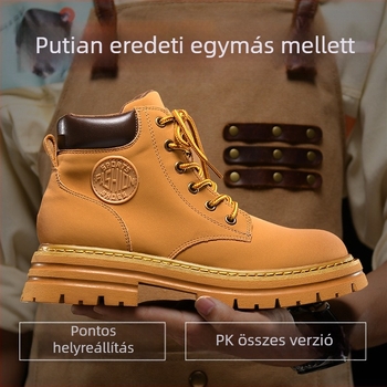 Férfi Martin csizmák, felső rész első osztályú marhbőrből, gumi talp, vízálló, 3–5 cm sarok
