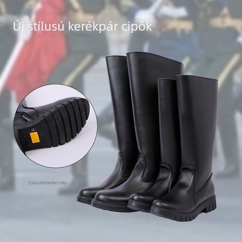 Unisex magas szárú csizma PU felsőrésszel, magas szár, műanyag talp, oldalsó cipzár, vízálló