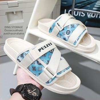 Férfi poliészter slip-on papucs EVA talppal, laza strand-stílus