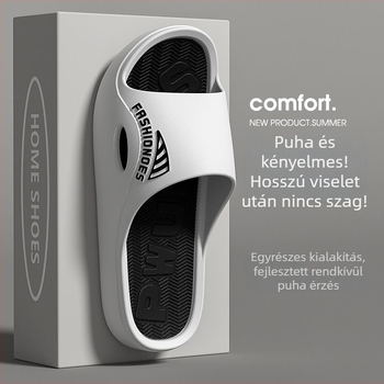 Férfi papucs PVC felsőrésszel, PVC talppal, puha talp, sportos stílus, beltéri és kültéri használat