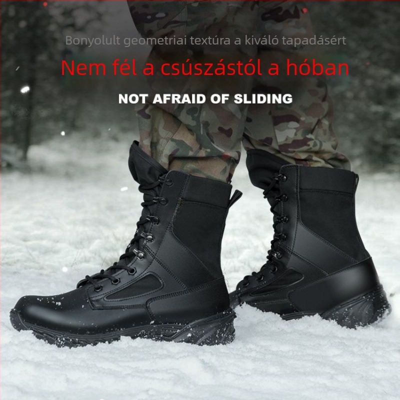 Uniszex magas szárú taktikai bakancs, légáteresztő hálós felsővel, EVA talpbetét, magas szár, csúszásmentes talp