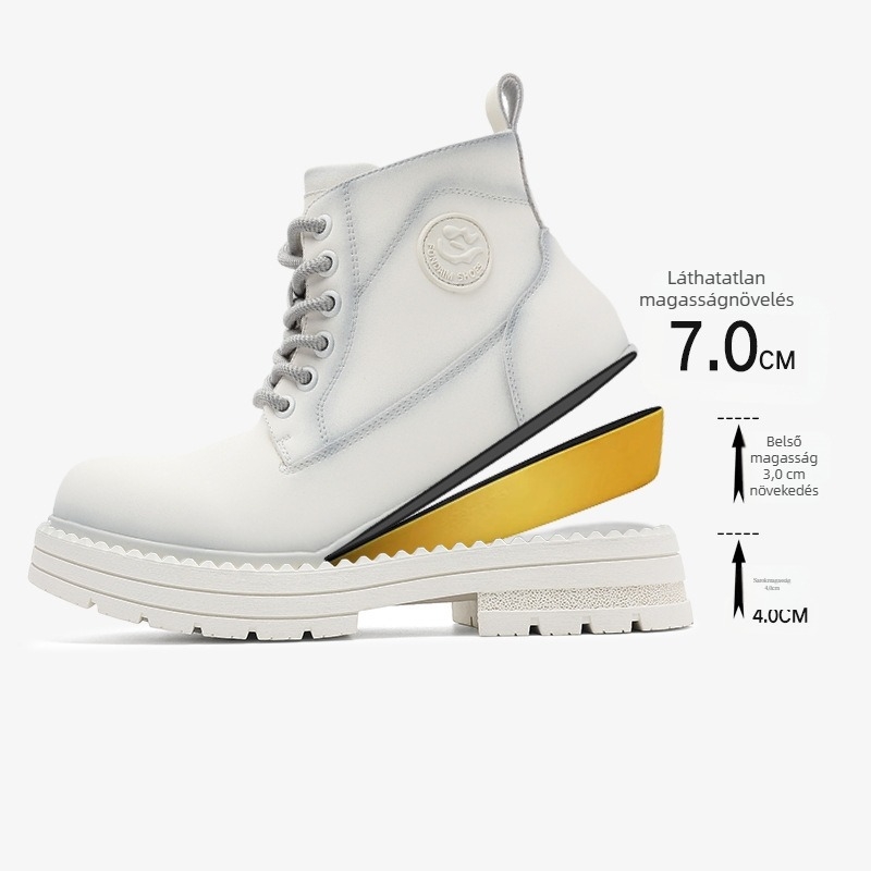 Uniszex Martin csizmák, középmagas fazon, gumitalp, kerek orrú, 6–8 cm-es klínos sarok