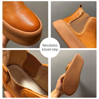 Férfi Chelsea csizmák valódi bőrből, kerek orr, gumitalp, 3-5 cm sarokmagasság, tél 2025