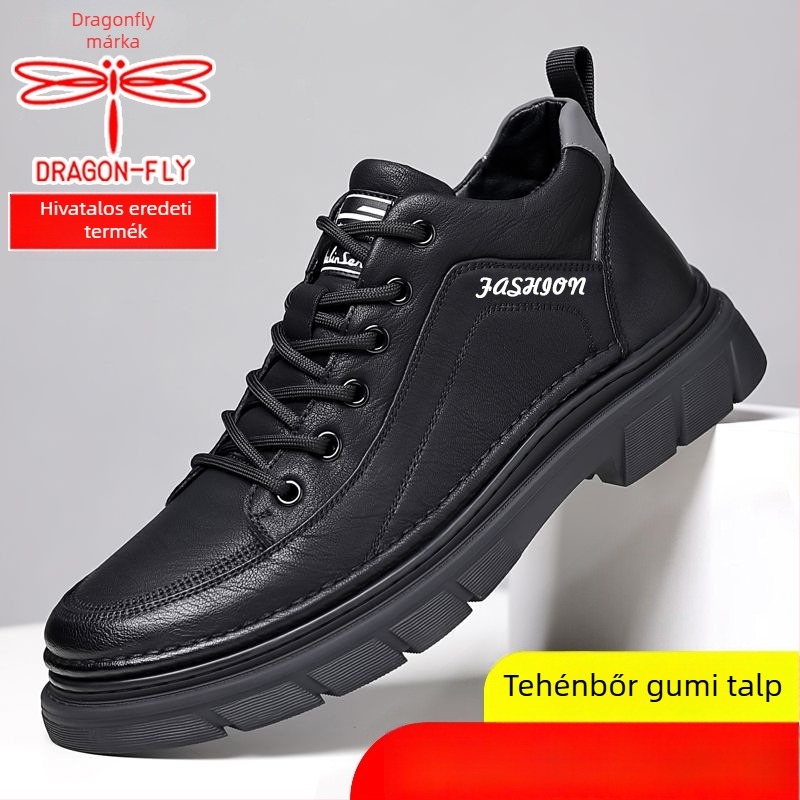 Dragonfly férfi bőr casual sneaker – lélegző, csúszásmentes, magasságot növelő talpú, kényelmes stílus, 2025 ősz