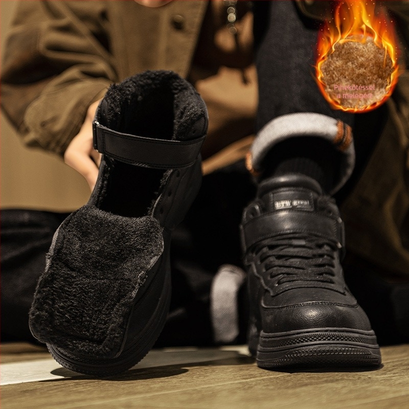Férfi téli magas szárú sportos sneaker, felső része szintetikus rostból, belső plüss bélés, gumitalp, fűző