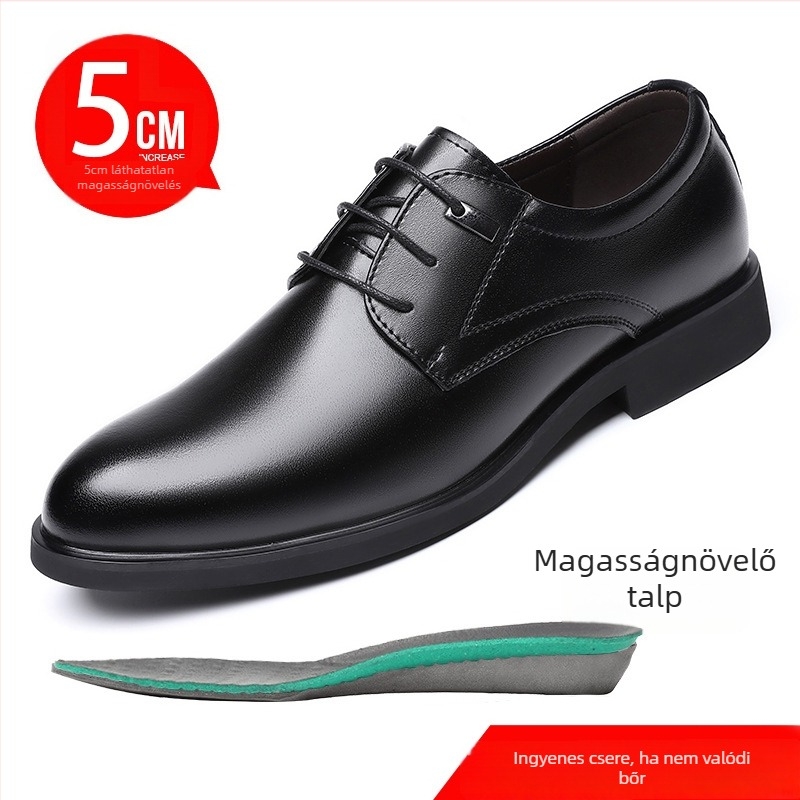 Férfi bőr cipő - marha bőr, gumírozott talp, kerek orr, alacsony felső rész, üzleti stílus