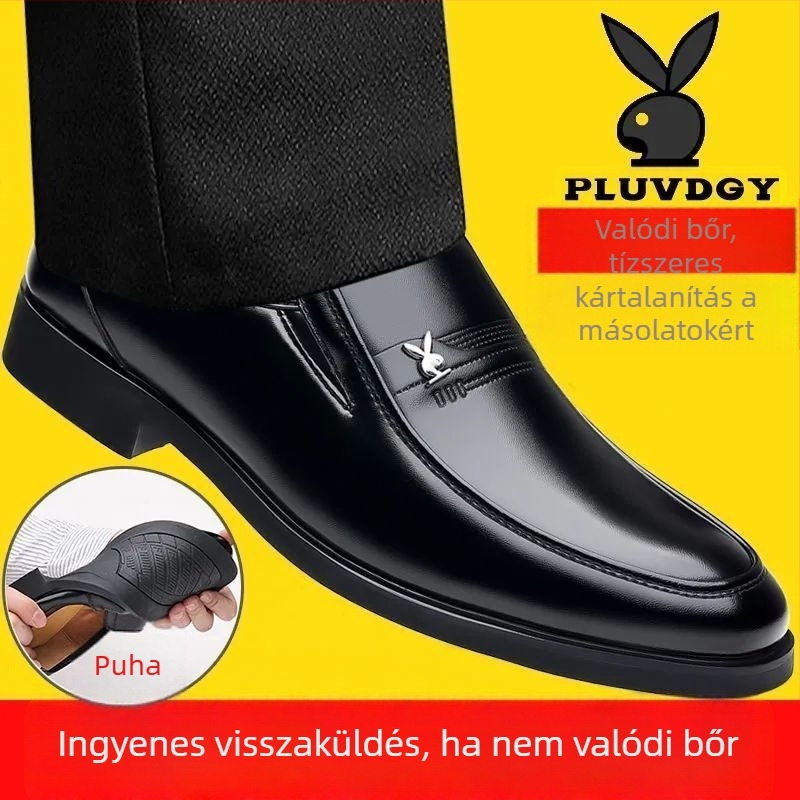 Férfi PU felső részű casual cipő – vízálló, csúszásmentes, kerek orrú, gumitalp (Tavasz)
