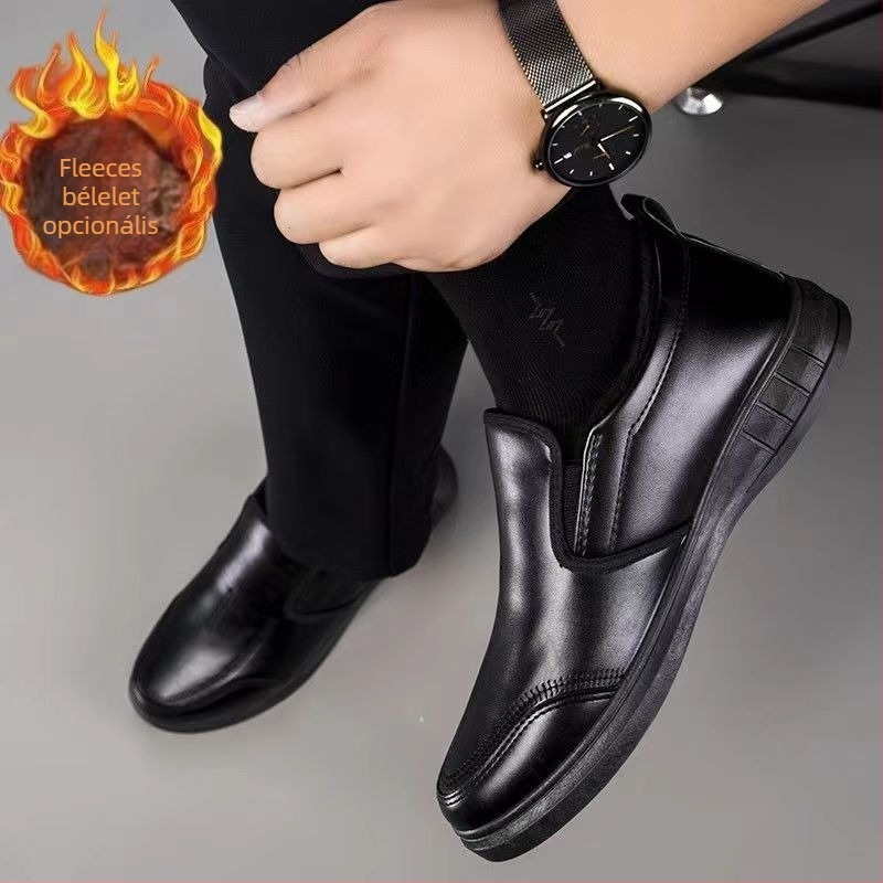 Férfi üzleti cipő slip-on, felsőrész: műbőr, talp: gumi, orr: kerek, bélés: szövet