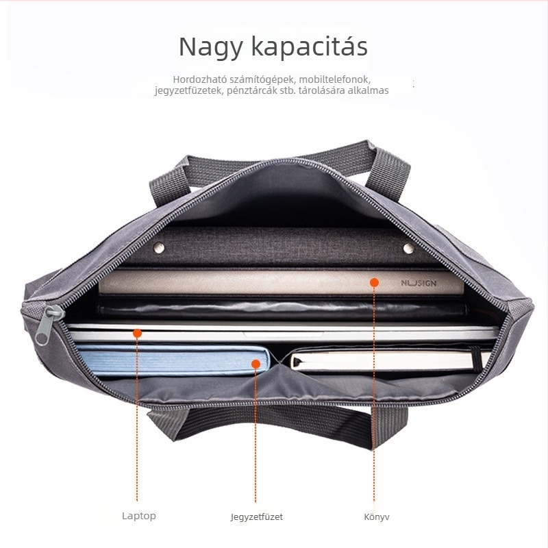 Deli 63788 hordozható többrekeszes konferencia-üzleti irattáska cipzárral – laptop táska