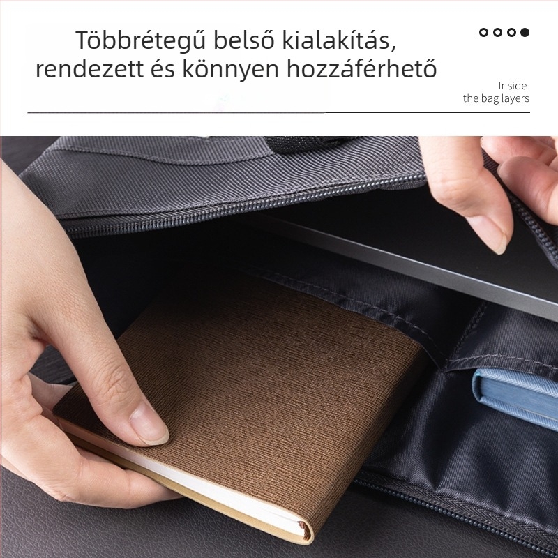 Deli 63788 hordozható többrekeszes konferencia-üzleti irattáska cipzárral – laptop táska