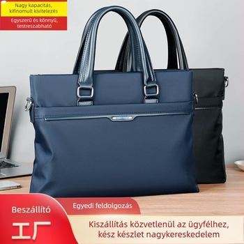 Férfi üzleti aktatáska Oxford anyagból, cipzáras zárás, laptop zseb, dupla puha fogantyú
