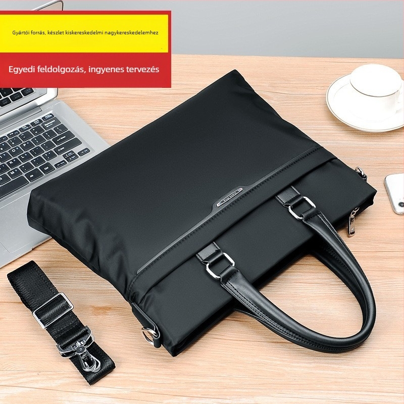 Férfi üzleti aktatáska Oxford anyagból, cipzáras zárás, laptop zseb, dupla puha fogantyú