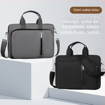 Üzleti laptop táska kettős rétegű kialakítással, Oxford anyag, vízálló és ütésálló, nagy kapacitású, vállon átvethető