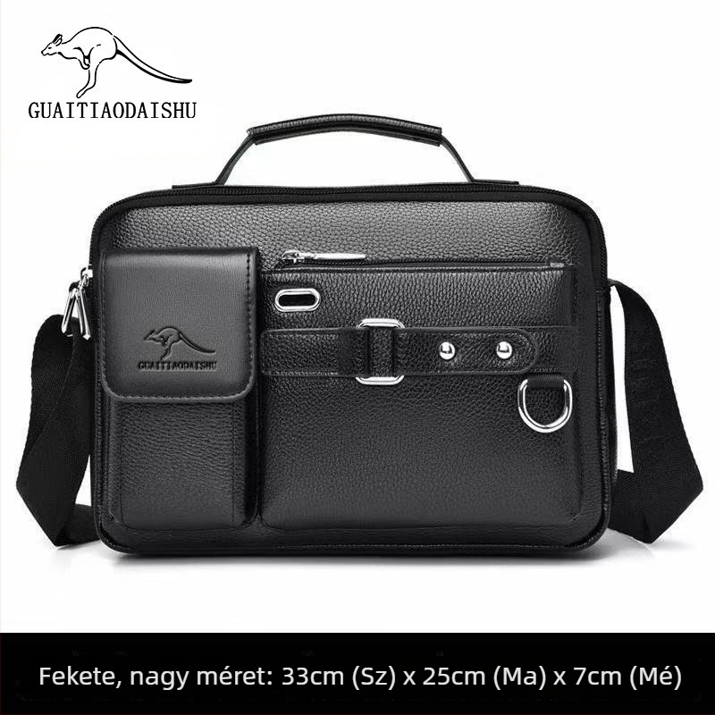 Férfi PU válltáska, crossbody stílusú, vízálló, ultrakönnyű, kopásálló, poliészter bélés, egyszínű