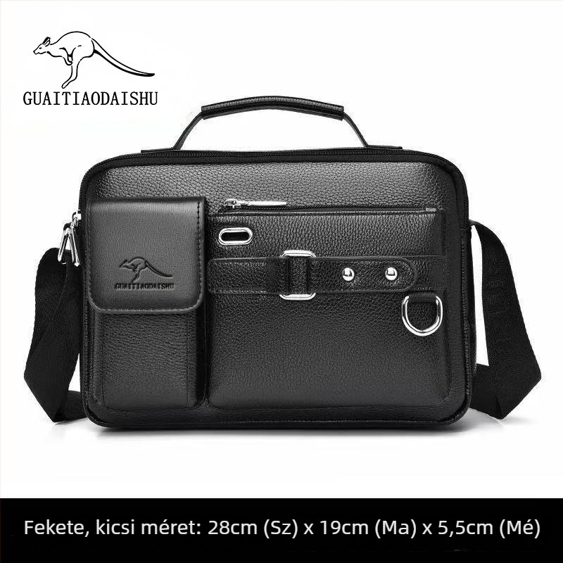 Férfi PU válltáska, crossbody stílusú, vízálló, ultrakönnyű, kopásálló, poliészter bélés, egyszínű
