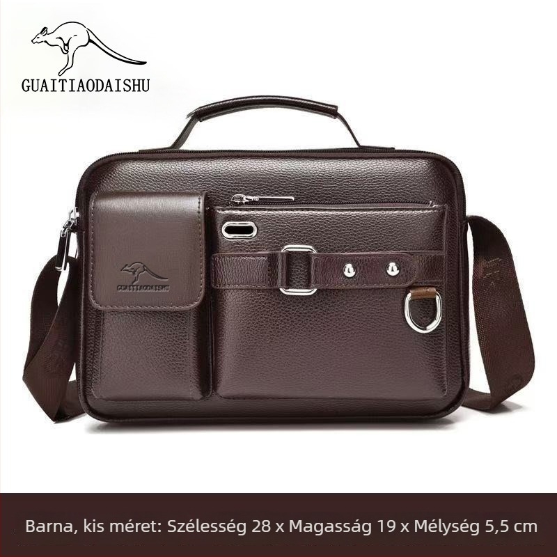 Férfi PU válltáska, crossbody stílusú, vízálló, ultrakönnyű, kopásálló, poliészter bélés, egyszínű