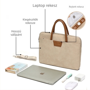 16 hüvelykes laptop-táska, uniszex, vízálló és könnyű, keresztpántos üzleti táska, PU bőr