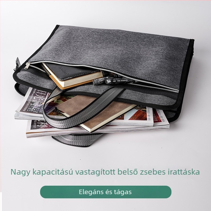 Oak Qi Oxford anyagú dokumentumtáska cipzárral, férfiak számára - vízálló, nagy kapacitású irodai irattartó