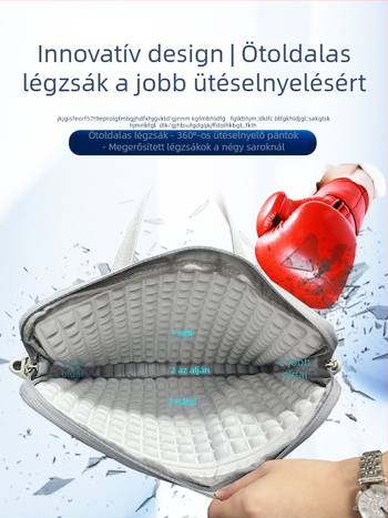 Laptoptáska levegőpárnázással, uniszex, keresztpánttal, 14,1–16 hüvelykes laptopokhoz