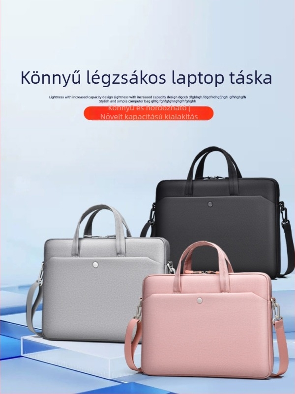 Laptoptáska levegőpárnázással, uniszex, keresztpánttal, 14,1–16 hüvelykes laptopokhoz