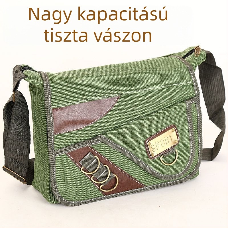 Férfi válltáska – poliészter külső, vászon belső, antibakteriális, szabadidős utazásokhoz