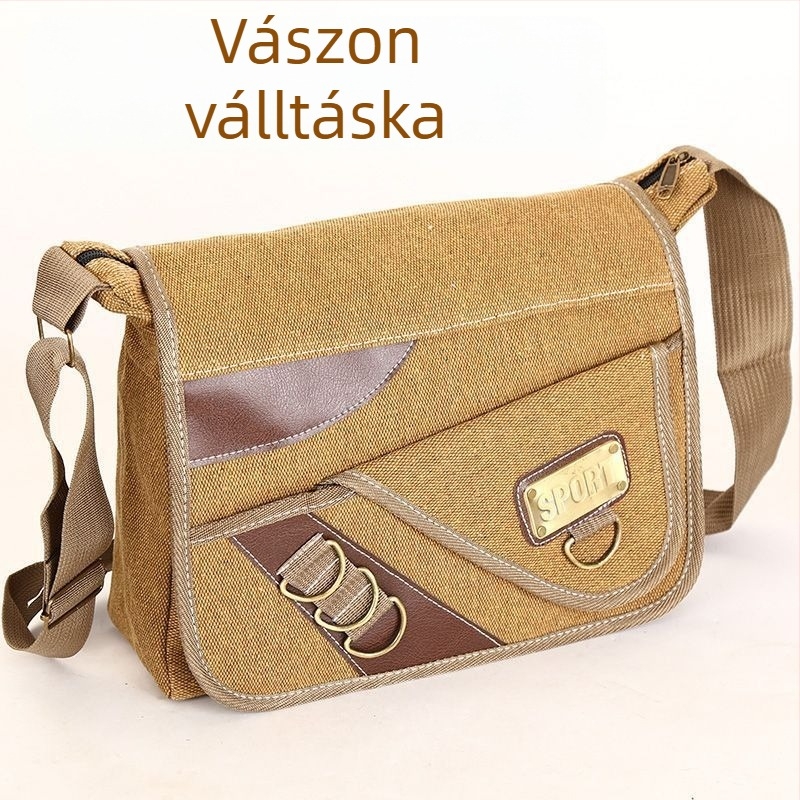 Férfi válltáska – poliészter külső, vászon belső, antibakteriális, szabadidős utazásokhoz
