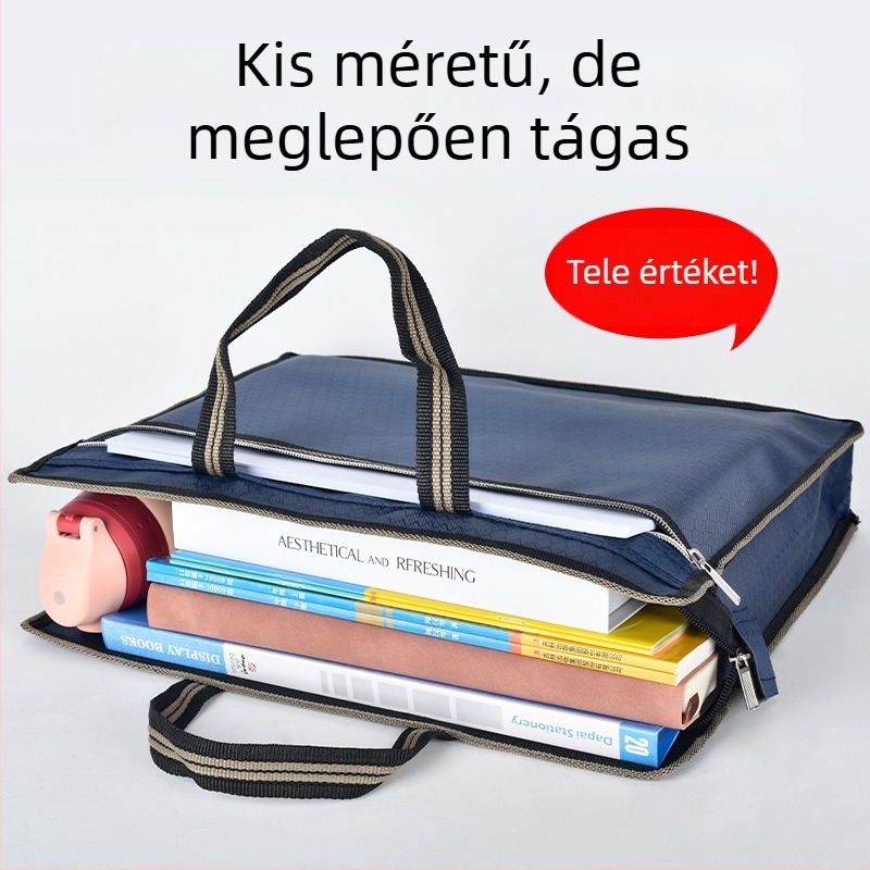 Férfi irodai dokumentumtáska, vízálló Oxford vászonból, kézi hordozás, logóval, könnyű