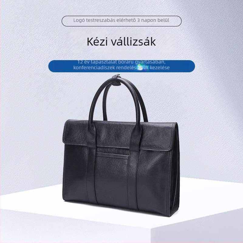 Zhihua Leather Goods Üzleti táska – Valódi bőr, Első réteg marhabőr, Nagy kapacitás, Üzleti út stílusú