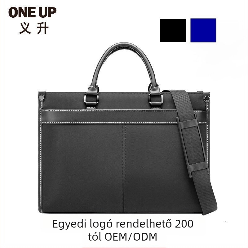 Nylon férfi üzleti irattáska, vízálló, kopásálló, poliészter bélés, egyszínű minta