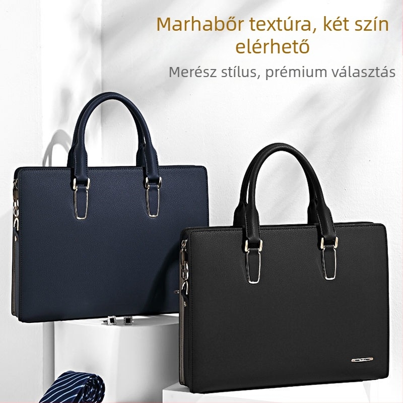 Férfi bőr üzleti táska jelszavas záras, keresztpántos, nagy kapacitású