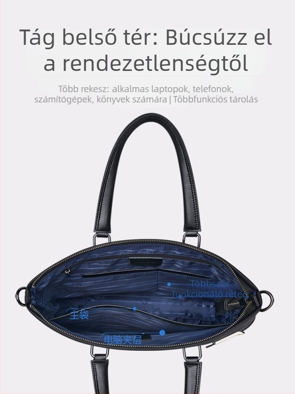 King Paul Férfi üzleti aktatáska vízálló nylon külső, poliészter bélés, laptoptok rekesz