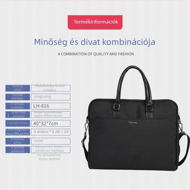 Férfi PVC üzleti táska – városi letisztult stílus, egyszínű minta, dokumentumok és laptop számára üzleti utazásokhoz