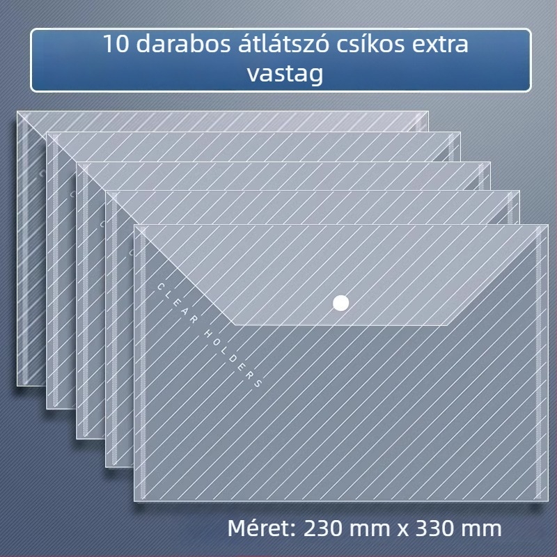 A4-es átlátszó dokumentumtáska címkével, irodai iratokhoz
