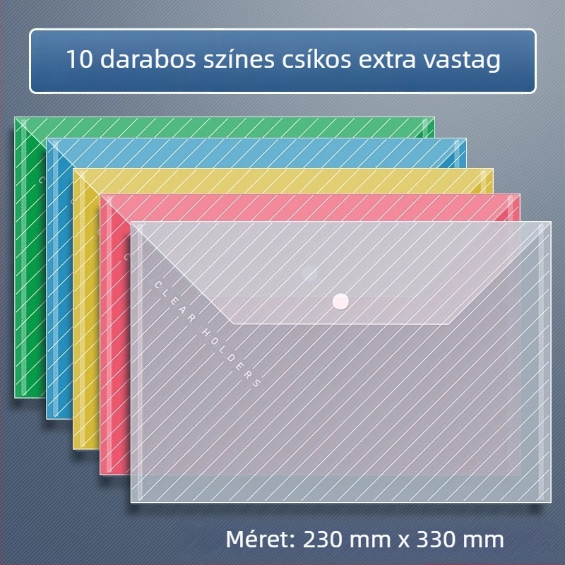 A4-es átlátszó dokumentumtáska címkével, irodai iratokhoz
