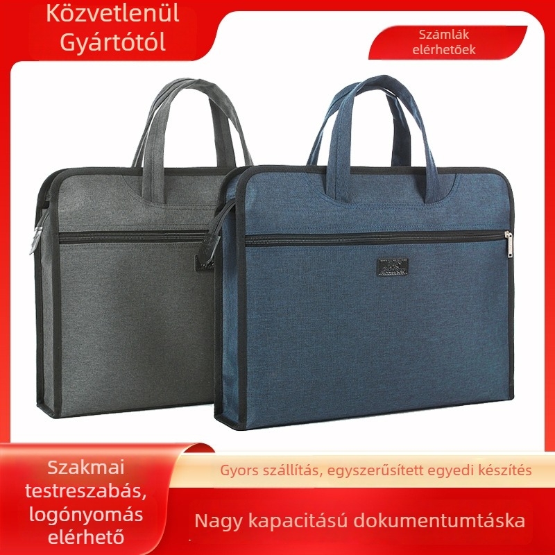 Üzleti irattáska, Oxford anyagból, kétszintes kialakítás, cipzáras zárás, nagy kapacitás