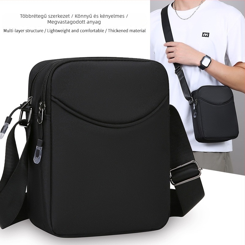 Férfi válltáska – városi minimalist stílus, Oxford anyag, poliészter bélés, kompatibilis 15 hüvelykes laptophoz, üzleti utazásokhoz