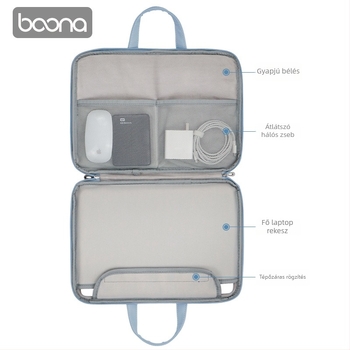Baona bőrtáska laptophoz, teljesen nyitható, uniszex, kompatibilis Apple, Huawei és Lenovo