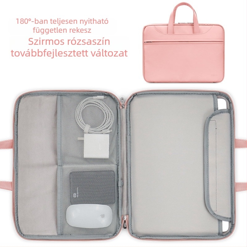 Baona bőrtáska laptophoz, teljesen nyitható, uniszex, kompatibilis Apple, Huawei és Lenovo