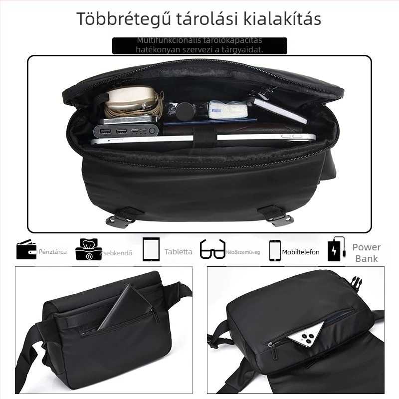 Férfiaknak szóló crossbody táska — nylon külső, poliészter bélés, caishikou márka, multifunkcionális, üzleti utazásokhoz