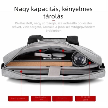 Nagy kapacitású vízálló laptop táska vállon hordozható, ütéscsillapító légpárnás védelemmel, 16 hüvelykes laptophoz